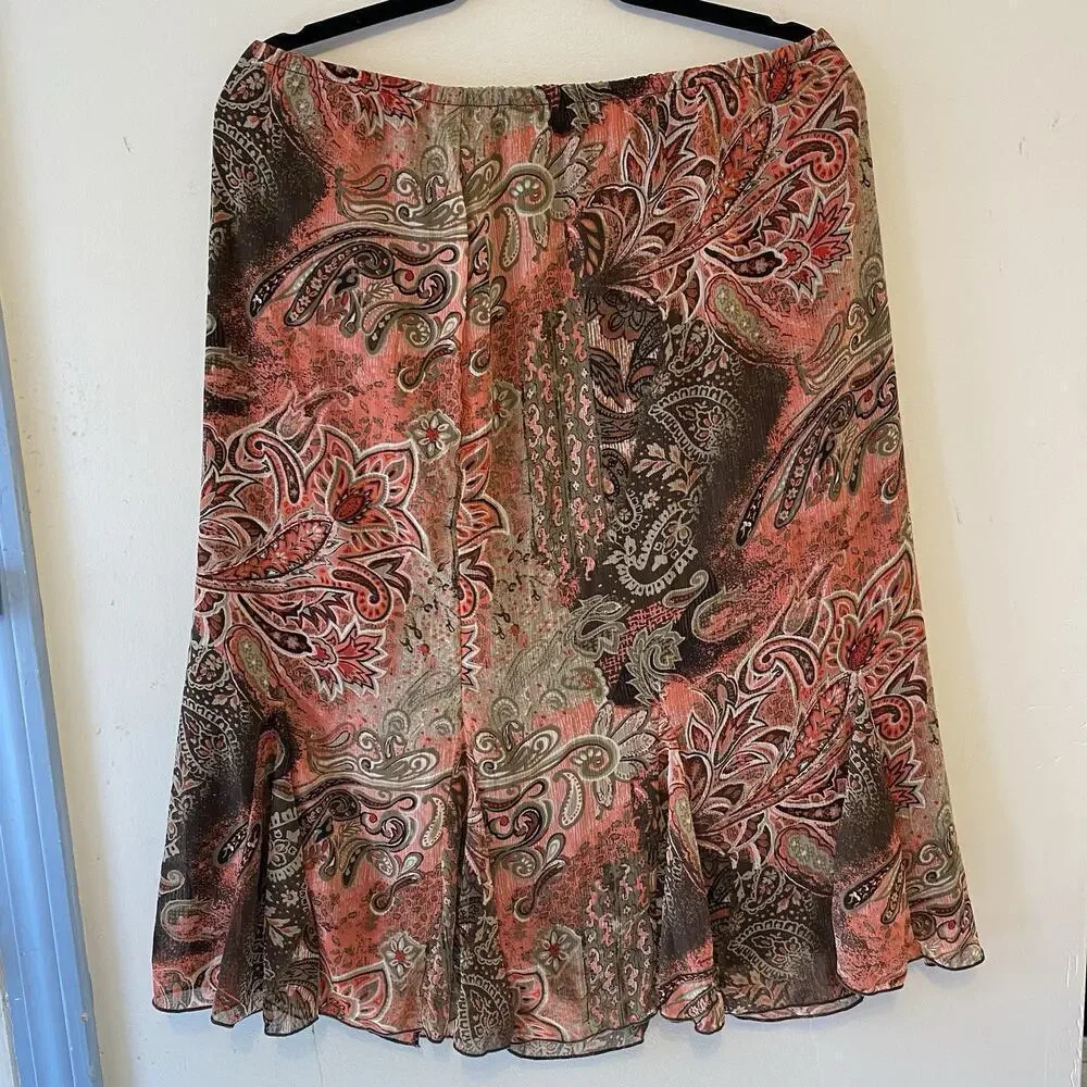 VTG Y2K Macy MidiSkirt PL Cottage Western Prairie Paisley Sheer Hippie Fairycore